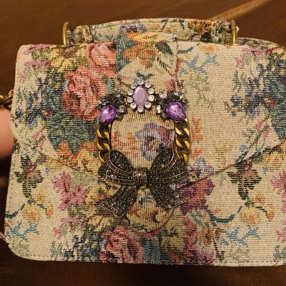 Aldo Vintage Floral Purse With Jewelled Brooch Closure - Picture 2 of 6
